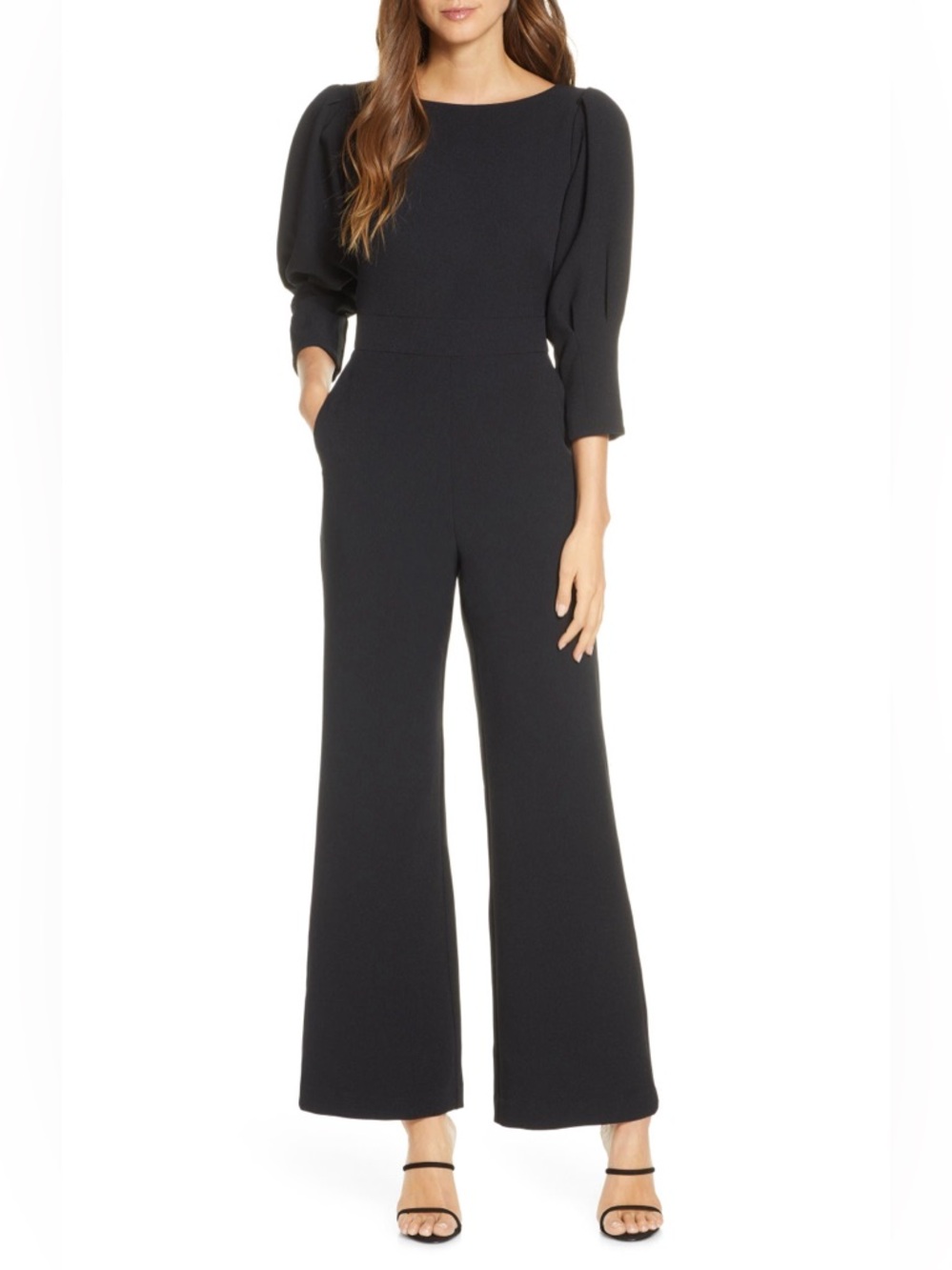 Vince Camuto Black Puff Sleeve Crepe Jumpsuit. Women’s size 14.